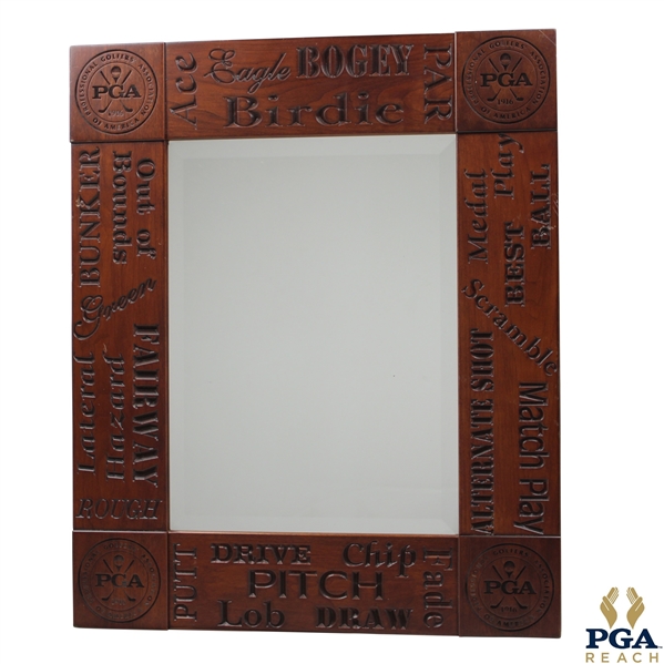 PGA of America Deluxe Mirror with Golf Terminology Engraved in Thick Frame