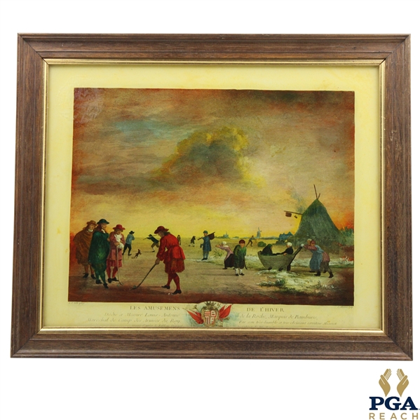 Les Amusemens De LHiver Hand Painted Engraving Bonded to Glass and Painted in Reverse