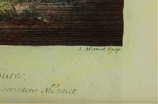 Les Amusemens De L'Hiver' Hand Painted Engraving Bonded to Glass and Painted in Reverse