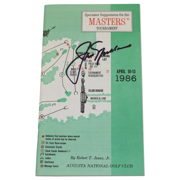 Jack Nicklaus Signed 1986 Masters Tournament Spectator Guide JSA ALOA