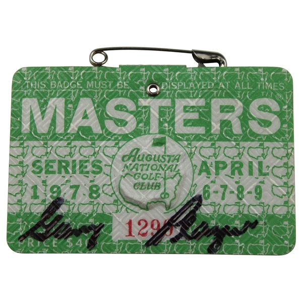 Gary Player Signed 1978 Masters Tournament SERIES Badge #1299 JSA ALOA