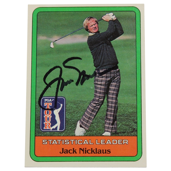 Jack Nicklaus Signed 1981 Donruss Golf Statistical Leader Card JSA ALOA