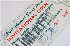 Champ Venturi, Arnold Palmer & others Multi-Signed 1957 Saint Paul Inv. Season Ticket - Venturi 1st Win JSA ALOA