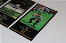 Nick Faldo Signed 1989, 1990 & 1996 Masters GSV Golf Cards JSA ALOA