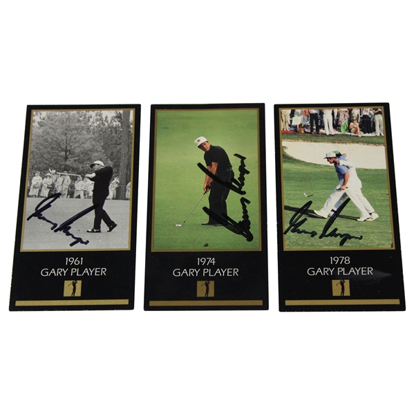 Gary Player Signed 1961, 1974 & 1978 Masters GSV Golf Cards JSA ALOA