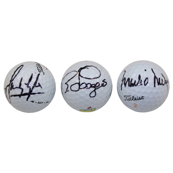 Sandy Lyle, Bernhard Langer & Mark OMeara Signed Titleist Masters Logo Golf Balls JSA ALOA