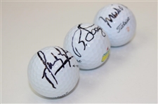 Sandy Lyle, Bernhard Langer & Mark O'Meara Signed Titleist Masters Logo Golf Balls JSA ALOA