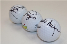 Sandy Lyle, Bernhard Langer & Mark O'Meara Signed Titleist Masters Logo Golf Balls JSA ALOA
