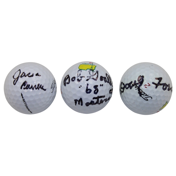 Jack Burke, Bob Goalby & Doug Ford Signed Titleist Masters Logo Golf Balls JSA ALOA
