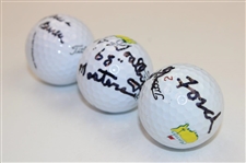 Jack Burke, Bob Goalby & Doug Ford Signed Titleist Masters Logo Golf Balls JSA ALOA