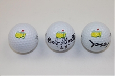 Jack Burke, Bob Goalby & Doug Ford Signed Titleist Masters Logo Golf Balls JSA ALOA