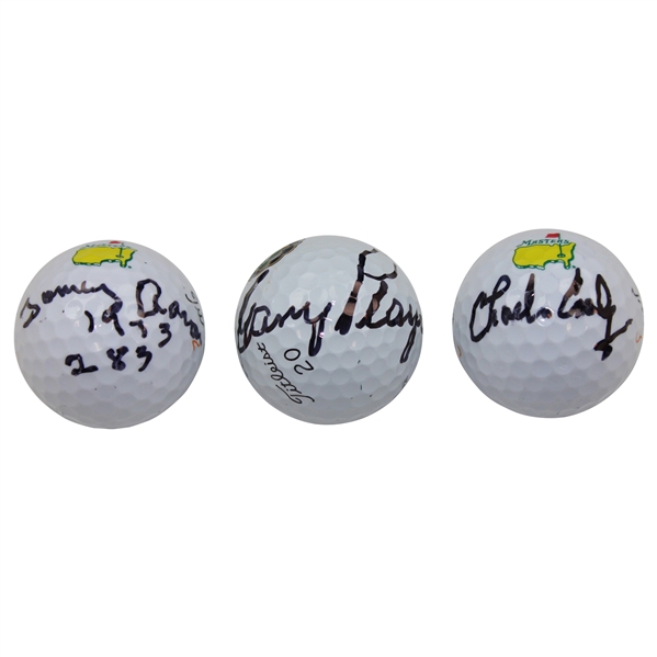 Tommy Aaron, Gary Player & Charles Coody Signed Titleist Masters Logo Golf Balls JSA ALOA