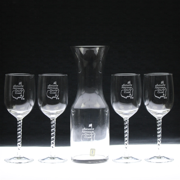 Augusta National Golf Club Member Logo Carafe & Four (4) Wine Glasses Set - New In Box