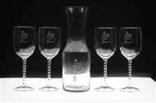 Augusta National Golf Club Member Logo Carafe & Four (4) Wine Glasses Set - New In Box