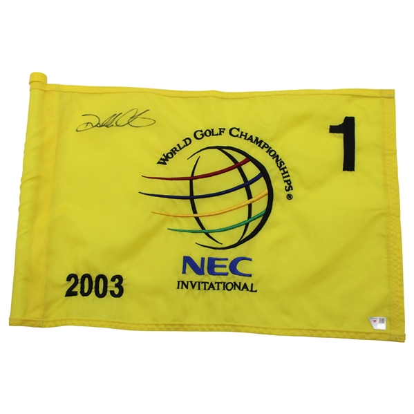 Darren Clarke Signed 2003 WGC NEC Inv. Championship Flown Hole 1 Embroidered Flag JSA ALOA