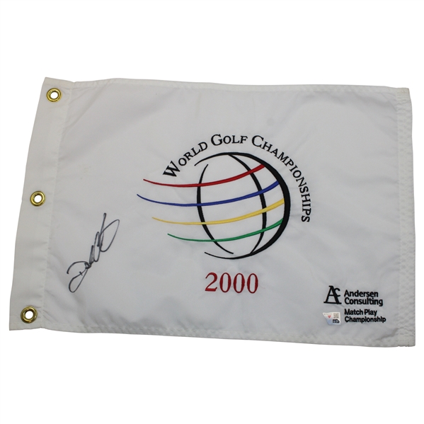 Darren Clarke Signed 2000 WGC Embroidered Flag - Win over Tiger JSA ALOA