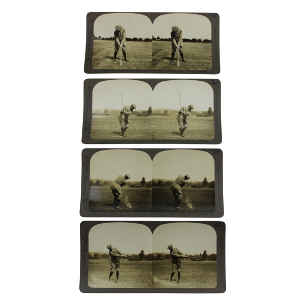 Four (4) Vintage Harry Vardon Bay State Publishing Golf Stereocards #386, #397, #398 & #399