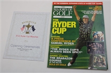1999 Ryder Cup at The Country Club Items - Flag, Program, Two Dozen Golf Balls, Hat, Magazines & more