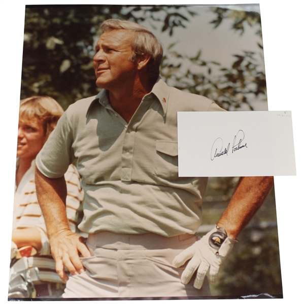 Arnold Palmer Signed Cut w/Palmer & Nicklaus Photo JSA ALOA