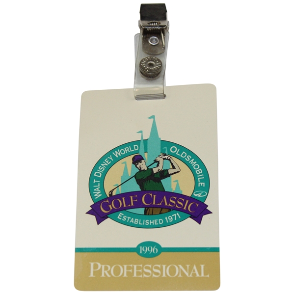 1996 Walt Disney Oldsmobile Golf Classic Professional Badge - Tiger Woods 2nd PGA Tour Win