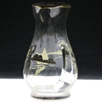 Silver Overlay Golf Themed Large Glass Water Pitcher
