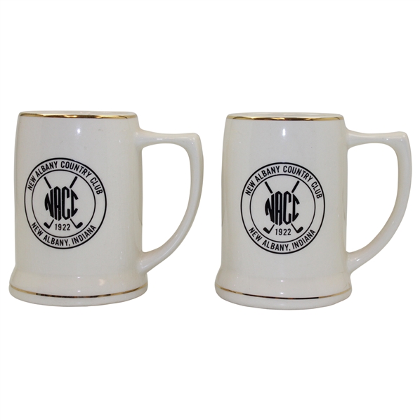 Two (2) 1974 Member-Guest Tournament 1922 New Albany Country Club NACC Ceramic Beer Mugs