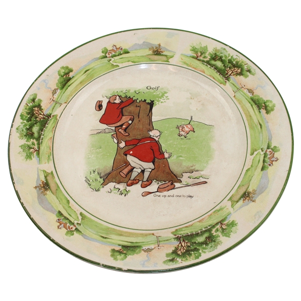 c.1920 Humorous Ceramic One Up & One To Play Plate Made By Warwick