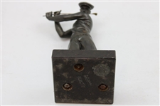 Pre-Swing Male Golfer with Copper Tone Golf Ball & Removeable Club Statue