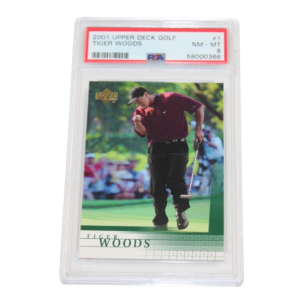 Tiger Woods Upper Deck Golf Card #1 NM-MT 8 - PSA#58000366