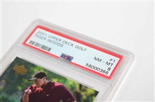 Tiger Woods Upper Deck Golf Card #1 NM-MT 8 - PSA#58000366