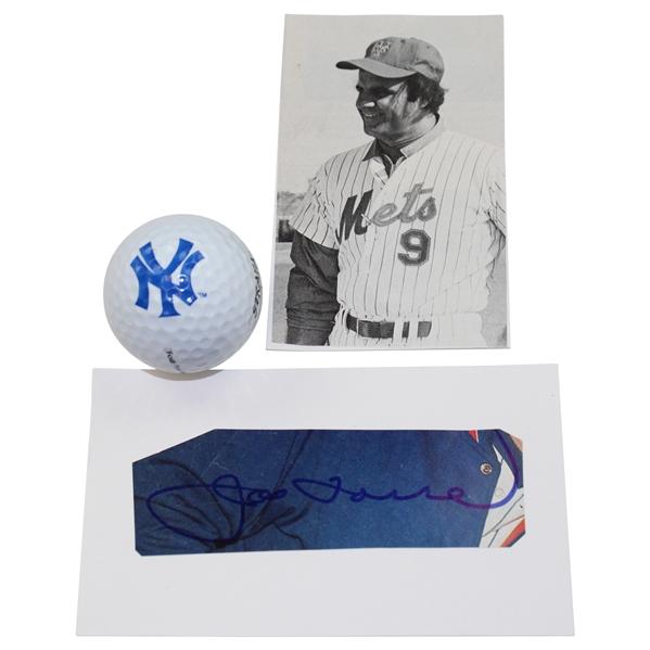 MLB HoFer Joe Torre Signed Cut with Personal Logo Golf Ball & Photo JSA ALOA