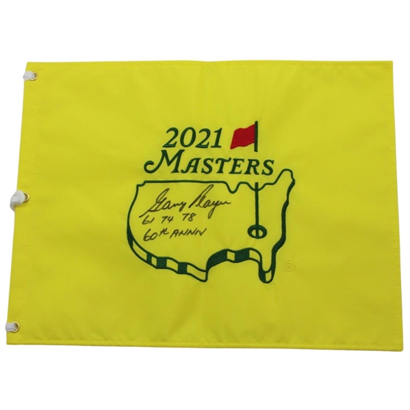 Gary Player Signed 2021 Masters Flag with 61-74-78 & 60th Anniversary JSA ALOA