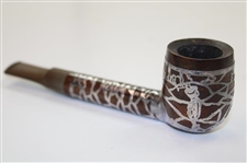 c1900's Silversmith Sterling Silver Golf Themed Overlay Tobacco Pipe