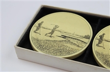 Circa Golf in the Early 1900's Themed Barlow Drink Coaster Set Of (4) in The Original Box