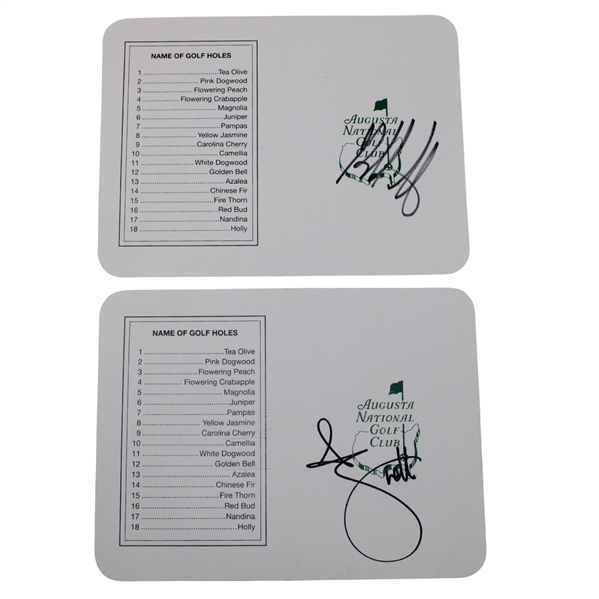 Adam Scott & Bubba Watson Signed Augusta National Golf Club Scorecards JSA ALOA