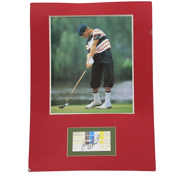 Payne Stewart Signed Scorecard with Photo - Matted JSA ALOA