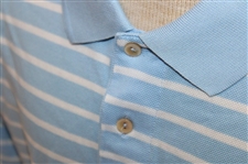 Chi Chi Rodriguez's Personal Jeff Rose Light Blue & White Striped Polo w/Sponsor - M