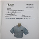 Chi Chi Rodriguez's Personal Jeff Rose Light Blue & White Striped Polo w/Sponsor - M
