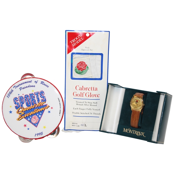 Chi Chi Rodriguezs 1995 Rose Bowl Tambourine, Golf Glove & Watch