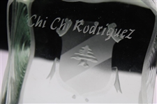 Chi Chi Rodriguez's Engraved Republic of Lebanon Glass Paperweight/Trophy
