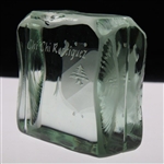Chi Chi Rodriguez's Engraved Republic of Lebanon Glass Paperweight/Trophy