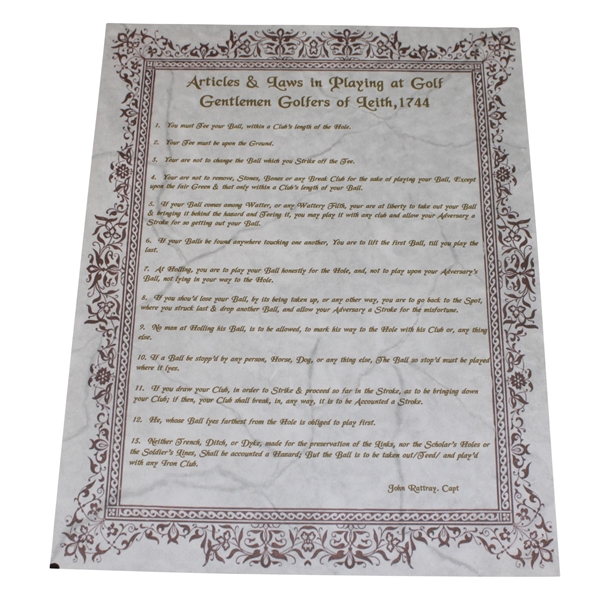 Articles & Laws In Playing At Golf Gentleman Golfers Of Leith 1744