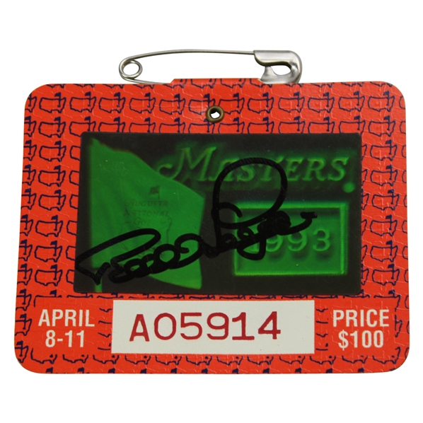 Bernhard Langer Signed 1993 Masters Tournament SERIES Badge #A05914 JSA ALOA