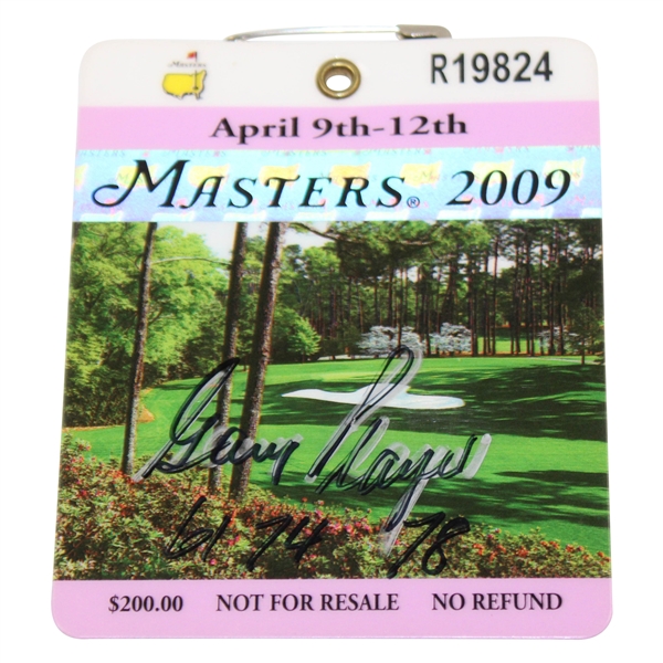 Gary Player Signed 2009 Masters Tournament SERIES Badge #R19824 with Years Won JSA ALOA