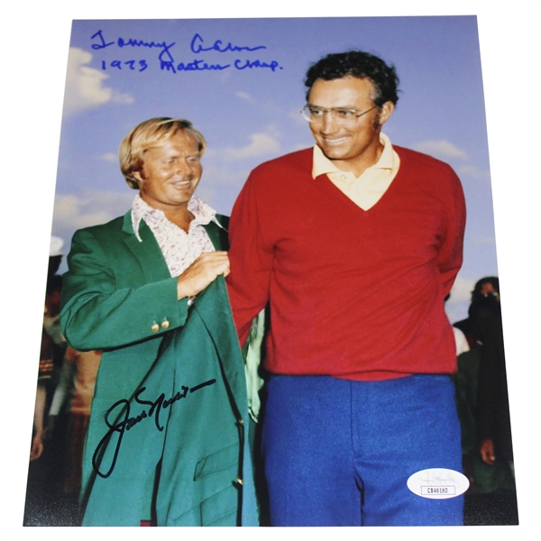Jack Nicklaus & Tommy Aaron Dual Signed Green Jacket 8x10 Photo JSA #CB46160