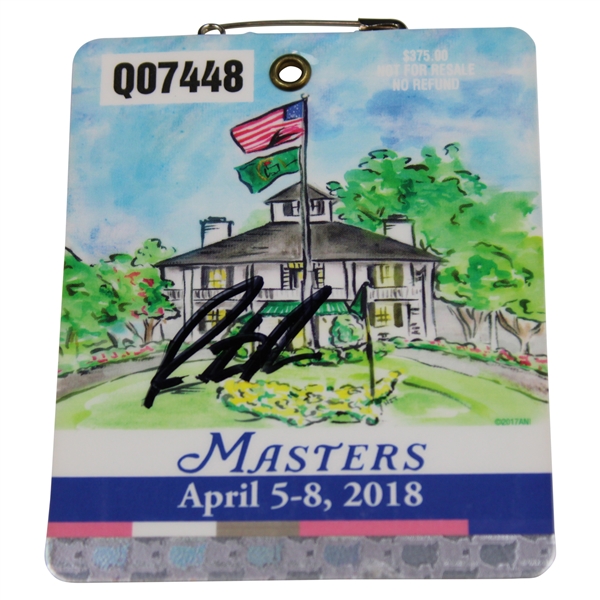 Patrick Reed Signed 2018 Masters Tournament SERIES Badge #Q07448 JSA ALOA