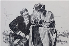 A Good Game For Two' Pencil Drawing-  Framed