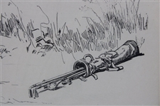 A Good Game For Two' Pencil Drawing-  Framed