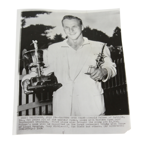Arnold Palmer 6/30/56 Eastern Open Champion With Trophies 