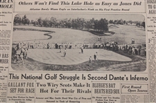 1930 Detroit Free Press Bobby Jones 'Others Wont Find This Lake Hole As Easy As Jones Did' Newspaper Article